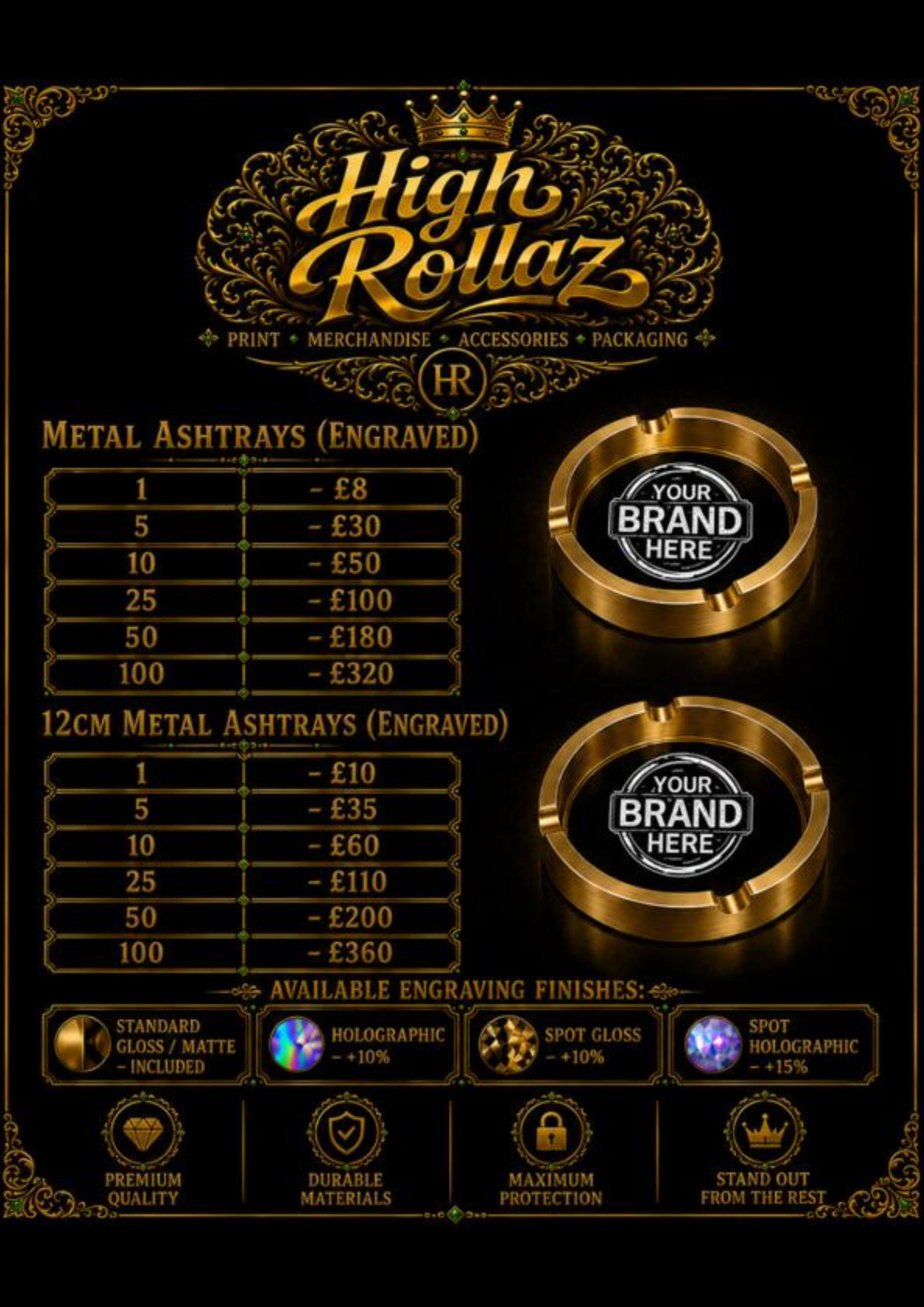Metal Ashtrays (Engraved)